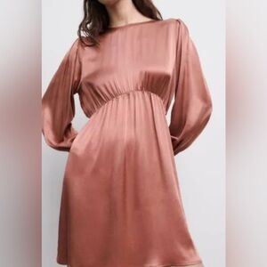ZARA satin rose dress Small NWT